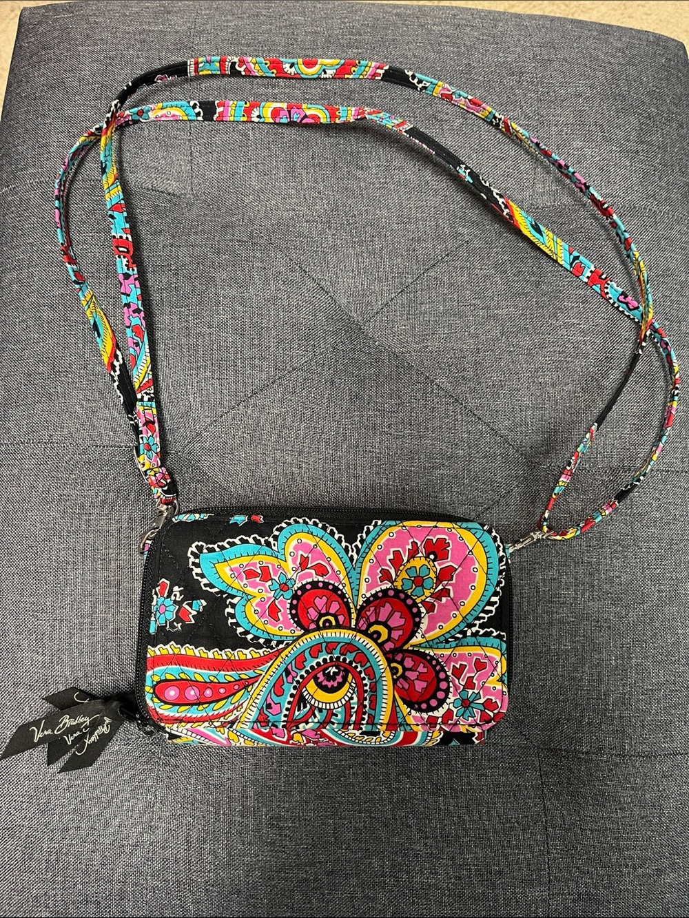 Vera Bradley Black Multi Paisley Quilted Crossbody